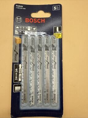 BOSCH 5 PACK T-SHANK JIG SAW BLADES T101D CLEAN CUTS WOOD Carbon Steel JIGSAW